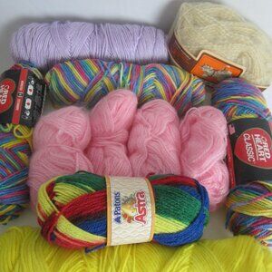 Lot Assorted Vintage Yarn Different Weights Acrylic Wool Full / Partial Skeins